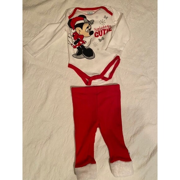 Disney Minnie Mouse Holiday Christmas Outfit suit 6 9 mos - Picture 1 of 6